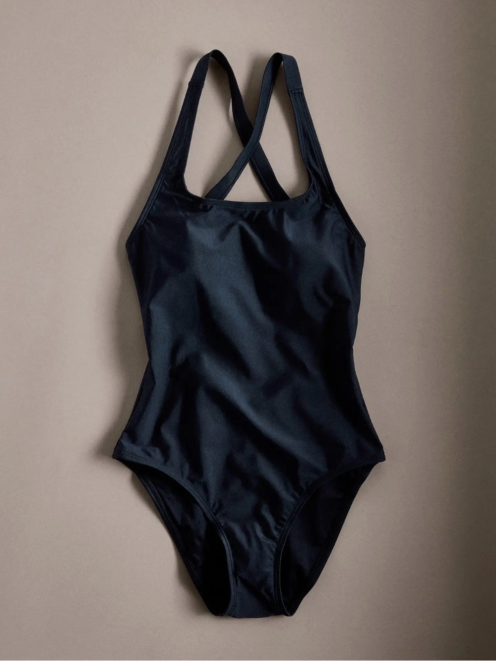 Quince Italian Black Cross-Back One-Piece Swimsuit